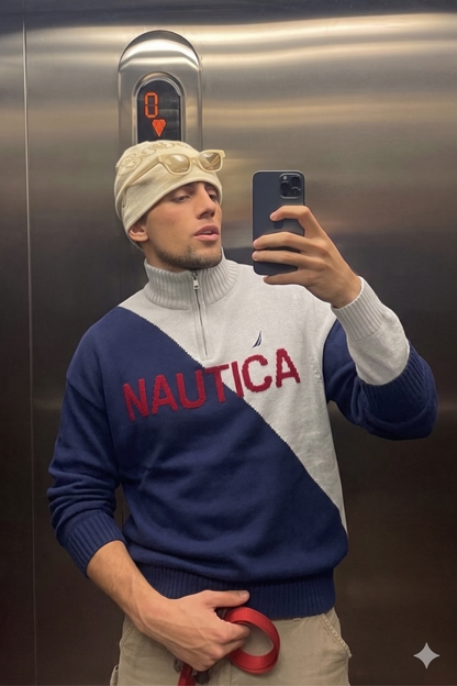 2000 Nautica Cotton Big Logo Sweater (S)