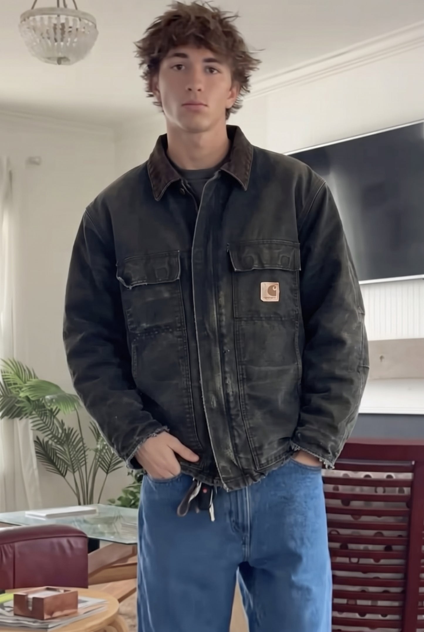 2000 Vintage Carhartt Sunfaded Black Artic jacket (M/L)