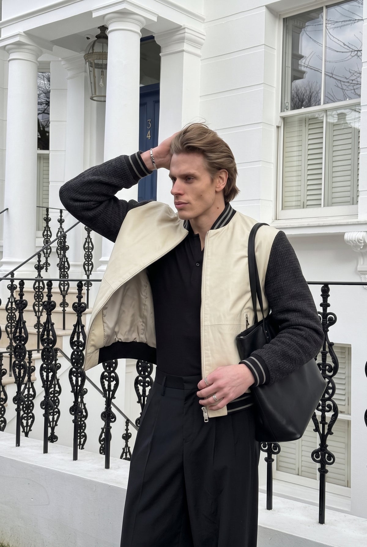 2000 Vintage Armani Exchange Leather Wool Varsity Jacket (S/M)