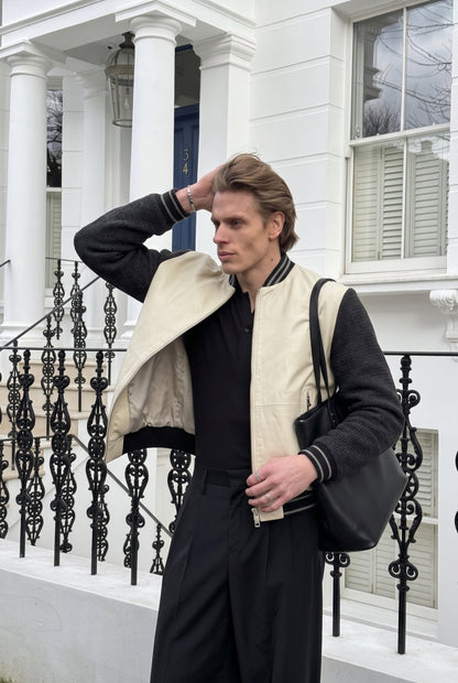 2000 Vintage Armani Exchange Leather Wool Varsity Jacket (S/M)