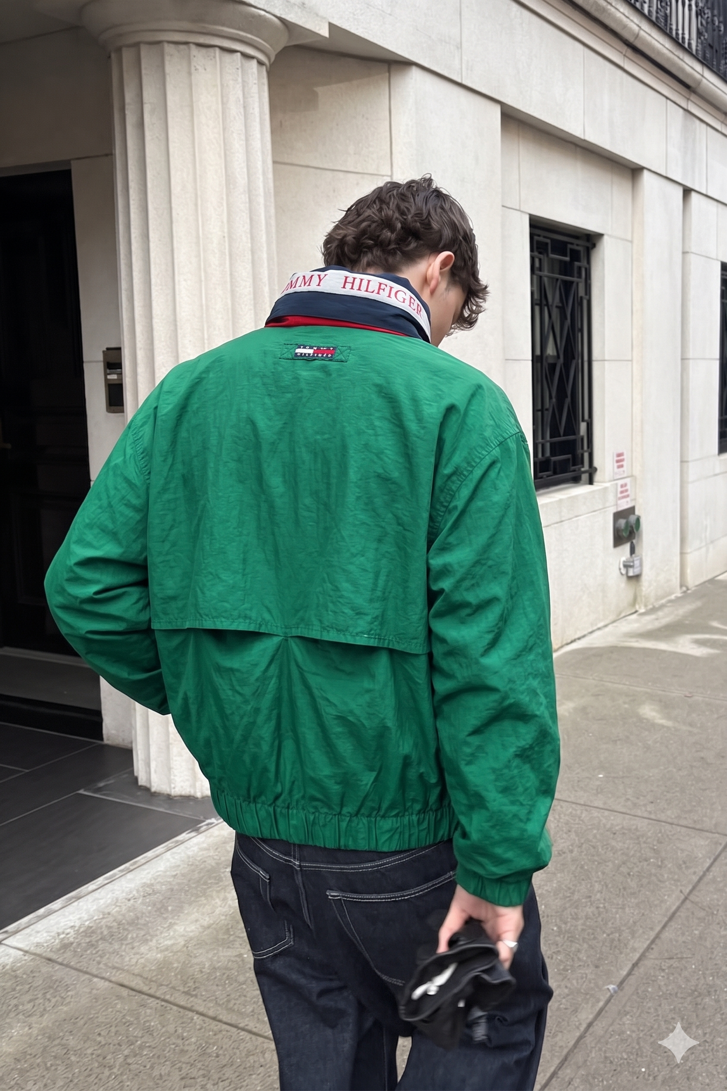 1990 Vintage Tommy Spell Out Collar Colorblock Jacket (L)