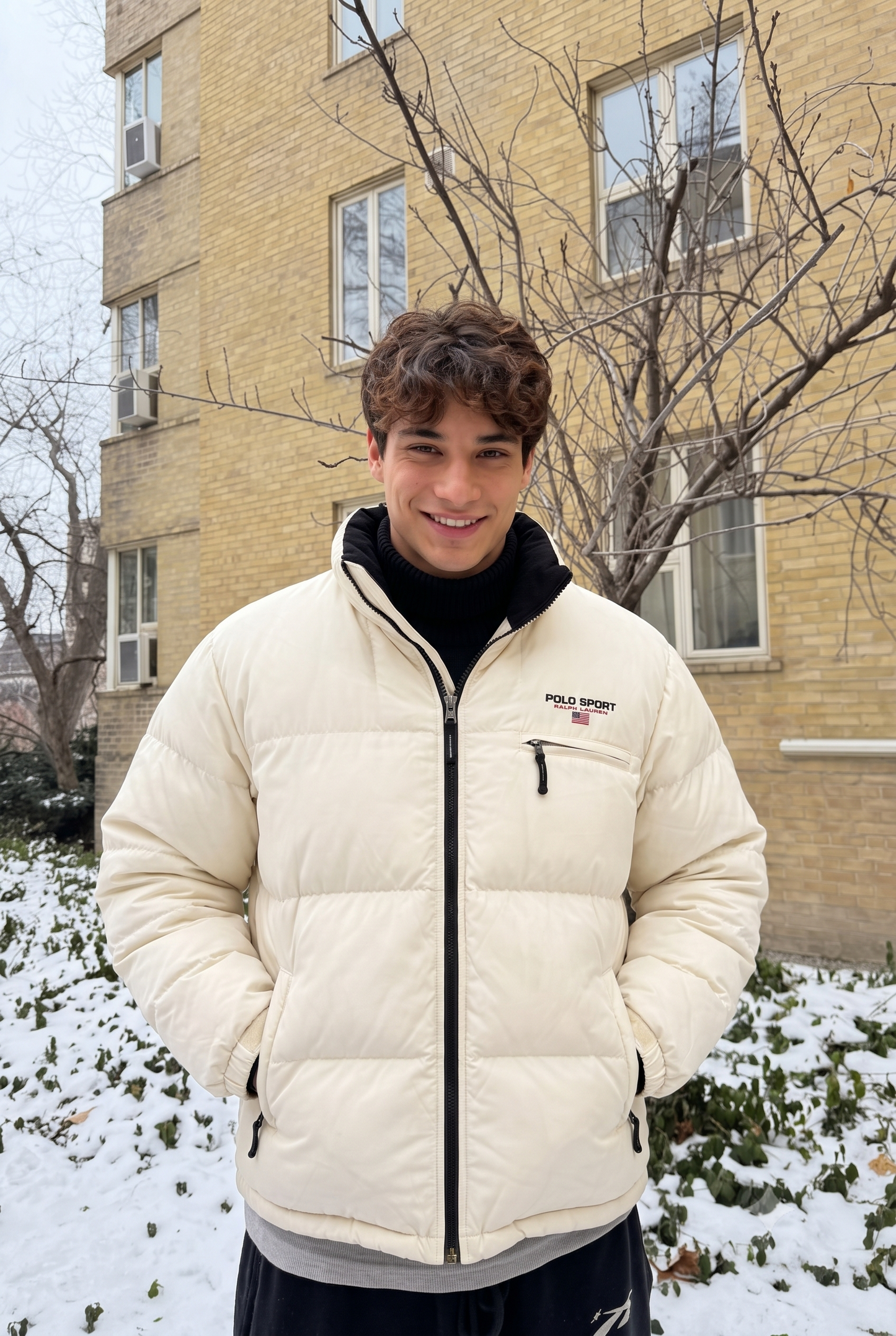 2000 Vintage Polo Sport RL Cream Impermeable Down Puffer Jacket (M/L)
