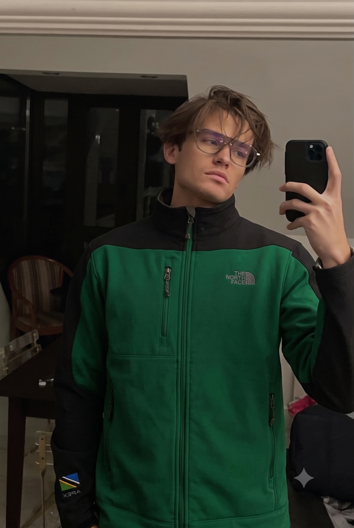 2000 Vintage The North Face Green n' Black Impermeable Softshell (M)