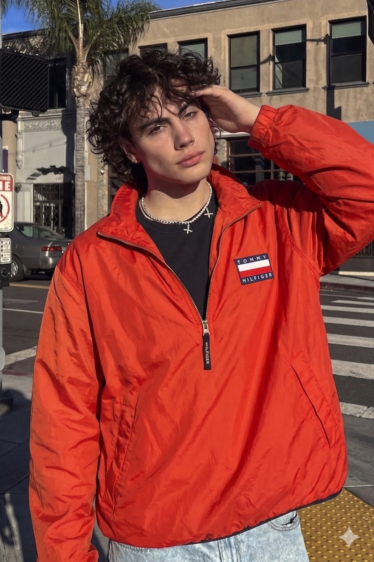 1990 Vintage Tommy Hilfiger Orange Quarter Zip (M)