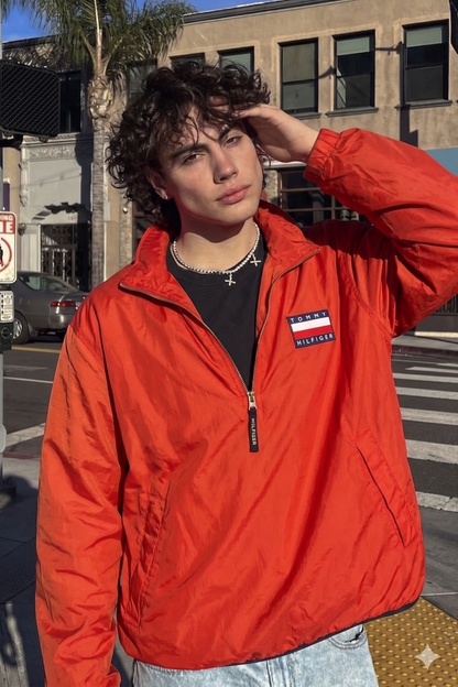 1990 Vintage Tommy Hilfiger Orange Quarter Zip (M)