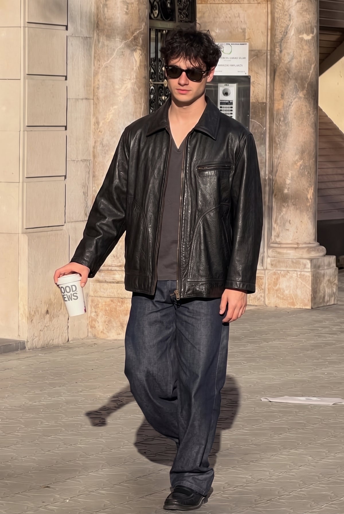 2000 Vintage Eddie Bauer Black Leather Harrington (M/L)
