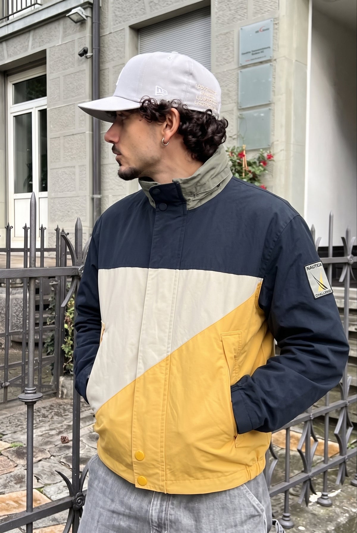 2000 Vintage Nautica Challenge Reflective Patched Colorblock Jacket (M)