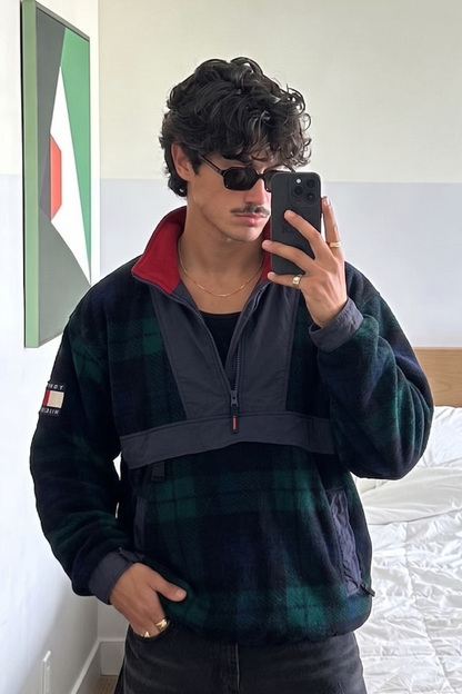 1990 Vintage Tommy Hilfiger Fleece Tartan Anorak (L)