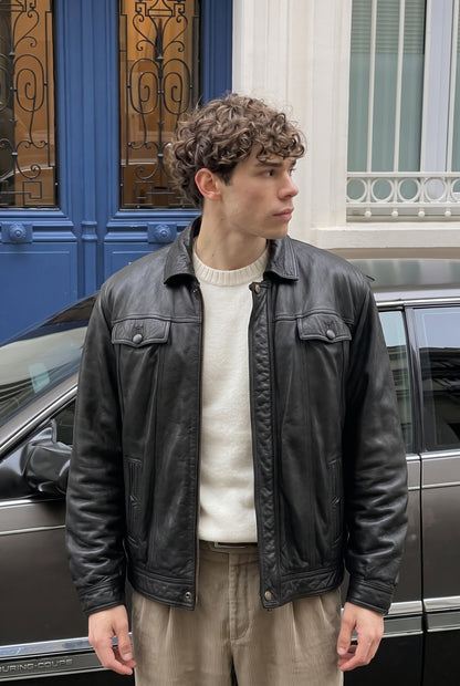 2000 Vintage Leather Sherpa Work Jacket (M/L)