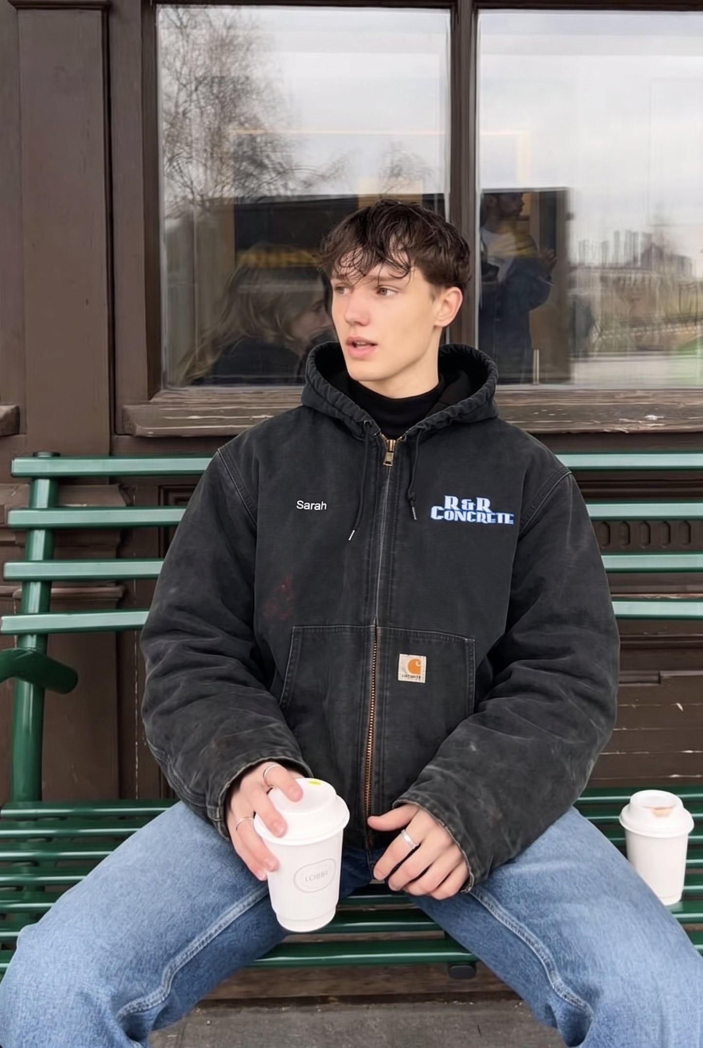 2000 Vintage Carhartt J140 Faded Black Duck Active Jacket (L/XL)
