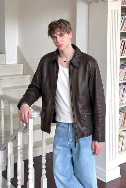 1990 Vintage Wilson Distressed Leather Utility Jacket (M)
