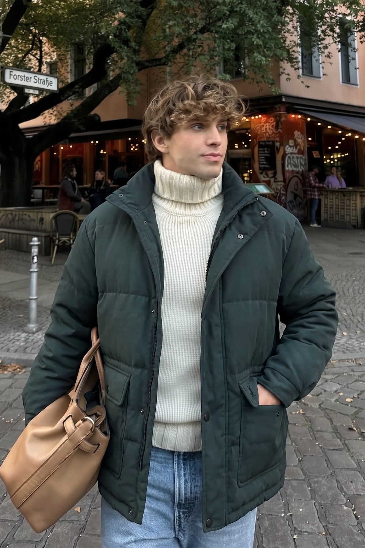 2000 Vintage Yve Saint Laurent Forest Green Down Puffer Coat (M/L)