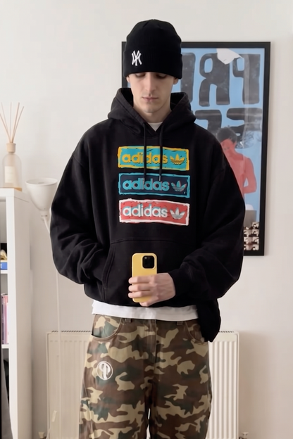 2020 Adidas Black Big Logo Hoodie (M)