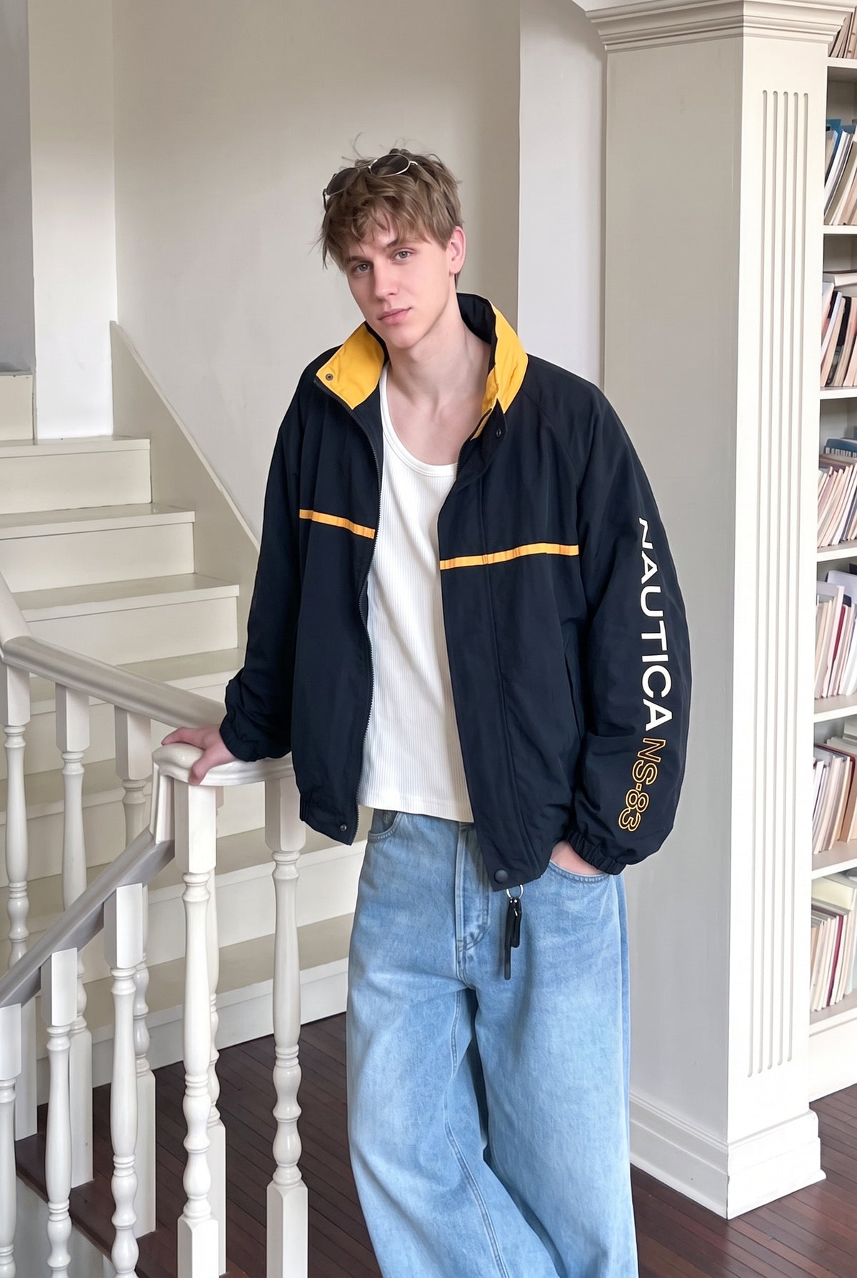 2000 Vintage Nautica Striped Spellout Jacket (M/L)