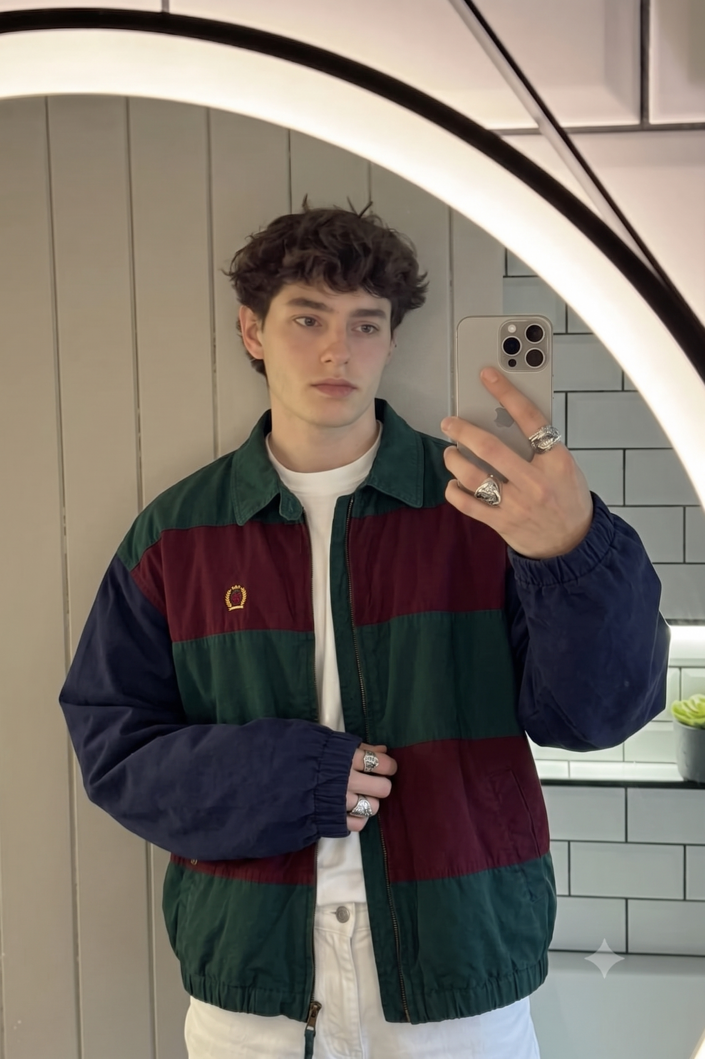 1990 Vintage Tommy Hilfiger Lion's Emblem Colorblock Harrington (L/XL)