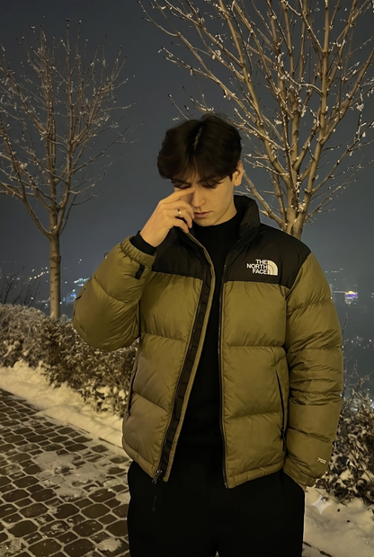 The North Face Retro Nustpe Olive Green Down Puffer Jacket (S/M)