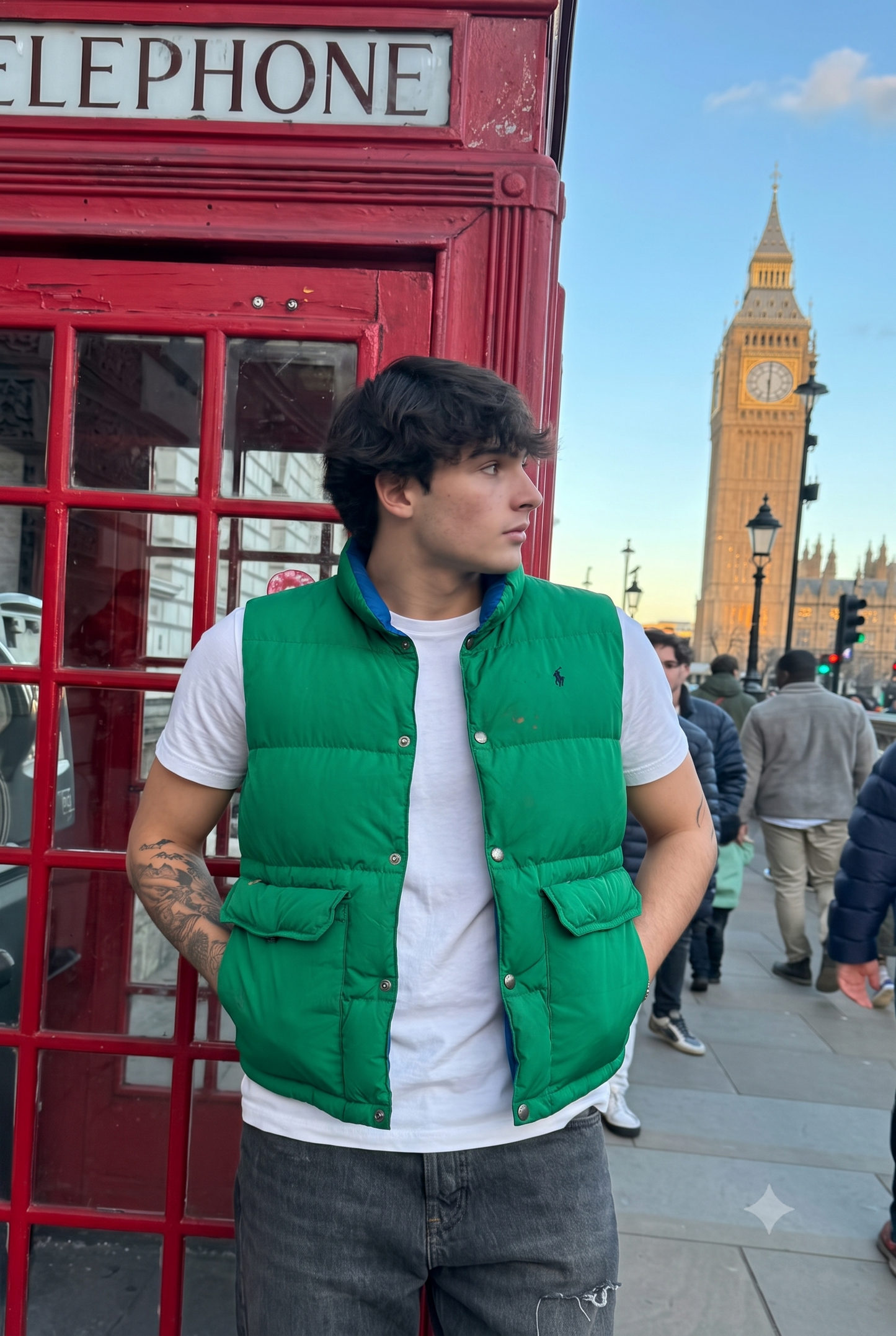 1990 Vintage Polo Ralph Lauren Reversible Down Puffer Vest (S/M)