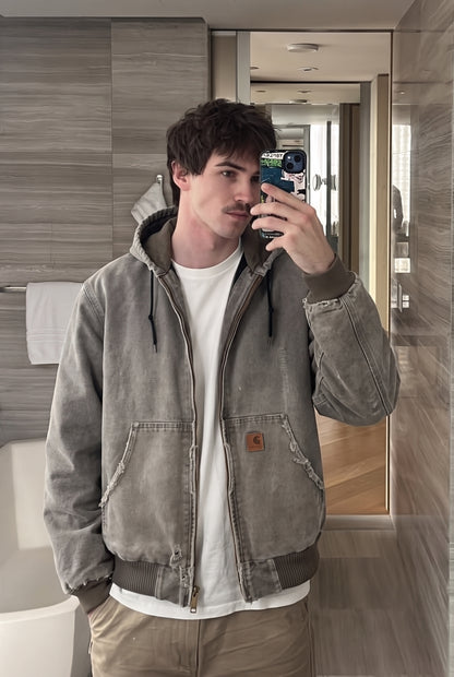 2000 Vintage Carhartt J130 Fadded Distressed Gray Active Jacket (M/L)