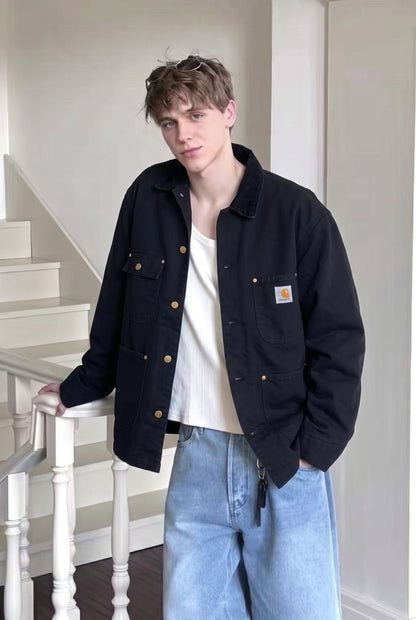 2000 Vintage Carhartt CO02 Black Michigan Chore Coat (M/L)