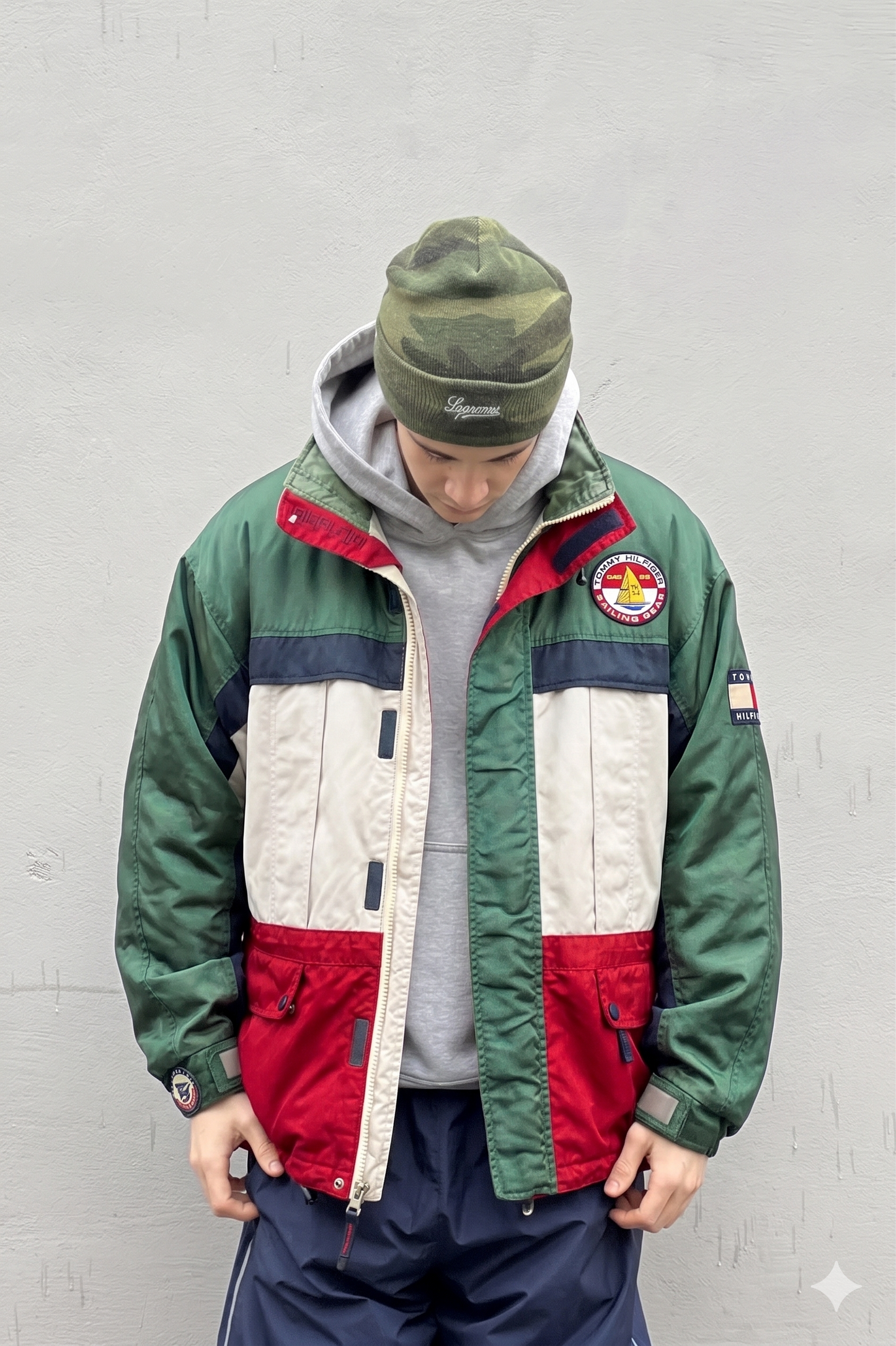 1990 Vintage Tommy Sailing Gear Colorblock Padded Jacket (L/XL)