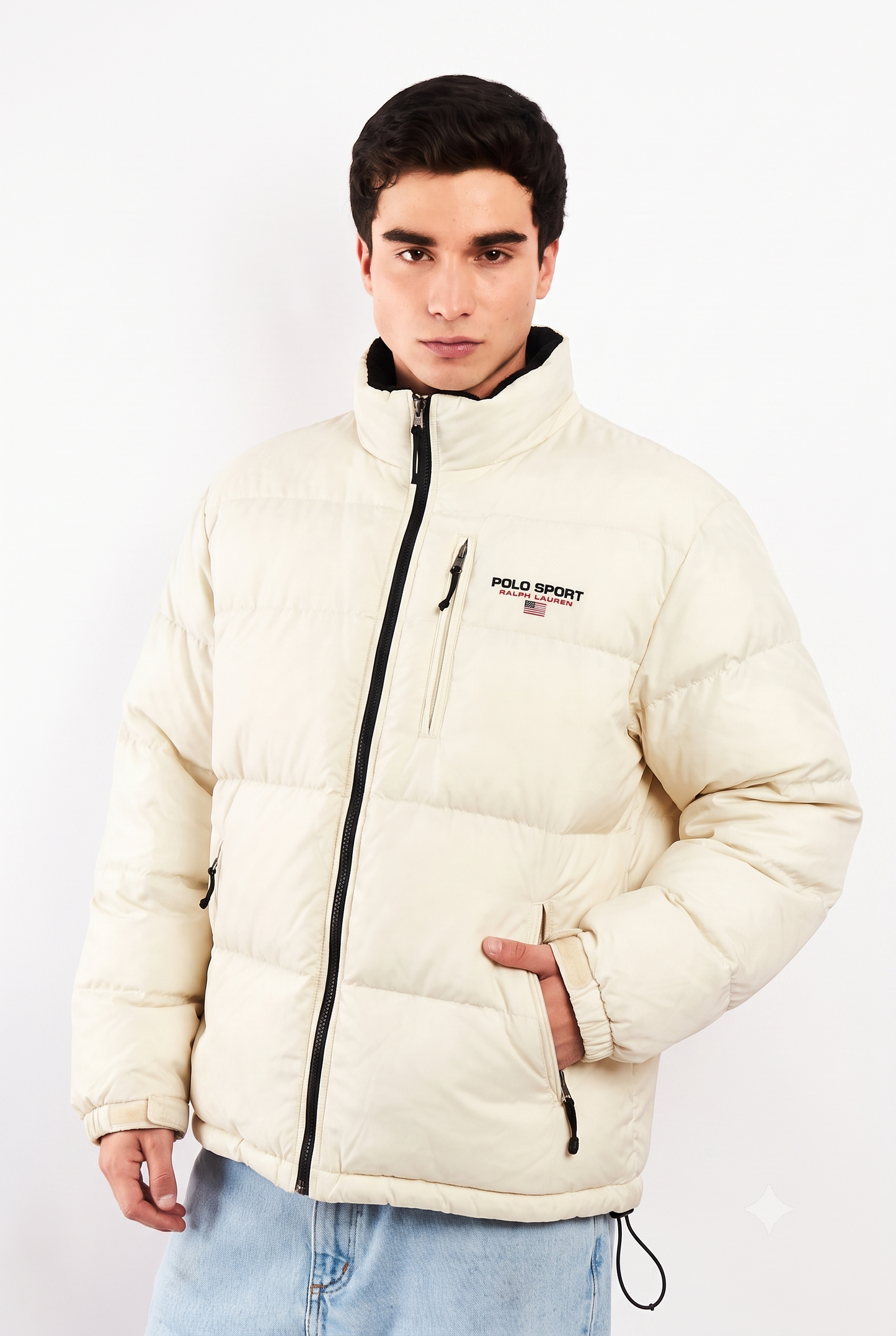 2000 Vintage Polo Sport RL Cream Impermeable Down Puffer Jacket (M/L)