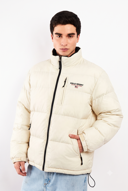 2000 Vintage Polo Sport RL Cream Impermeable Down Puffer Jacket (M/L)