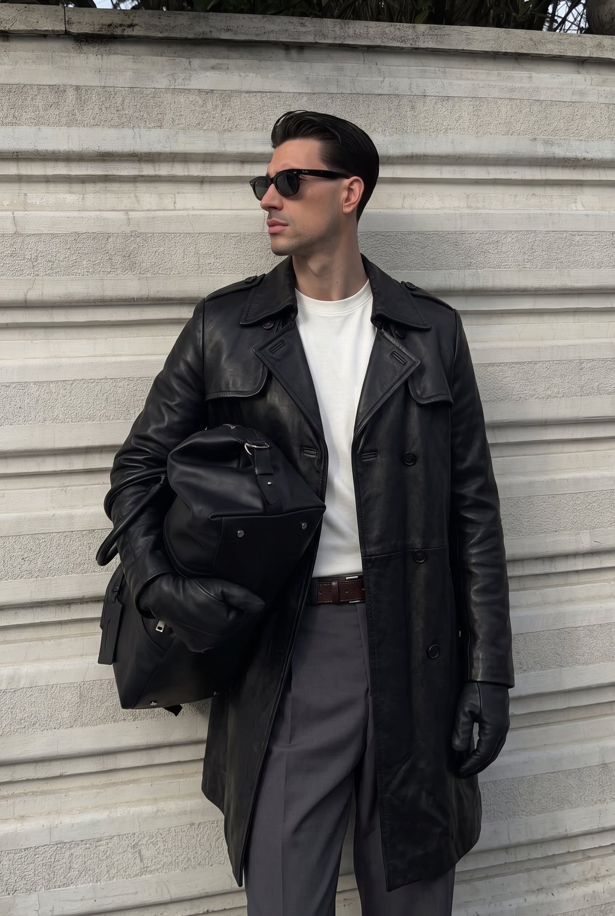 2000 Vintage Izod Sheepsking Leather Trench Coat (M/L)