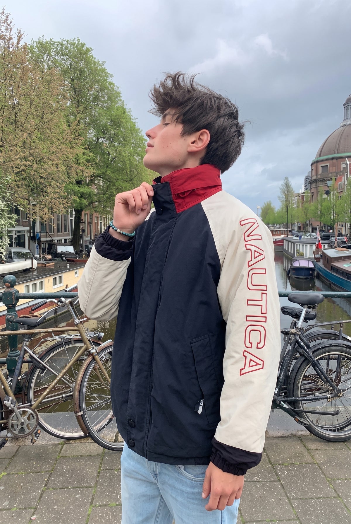 1990 Vintage Nautica Colorblock Spellout Jacket (L/XL)