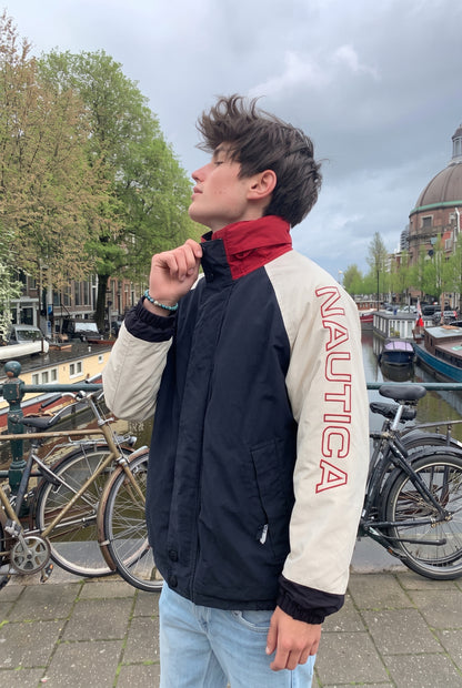 1990 Vintage Nautica Colorblock Spellout Jacket (L/XL)