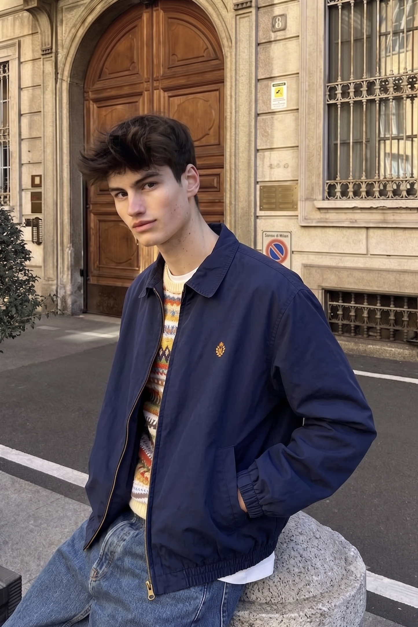 2000 Vintage Ralph Lauren Navy Emblem Harrington (L/XL)