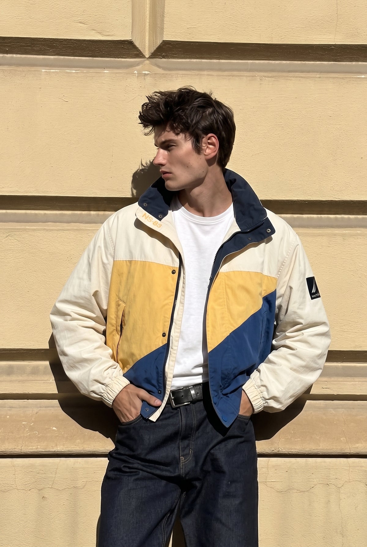 1990 Vintage Nautica Colorblock Big Flag Impermeable Jacket (M)