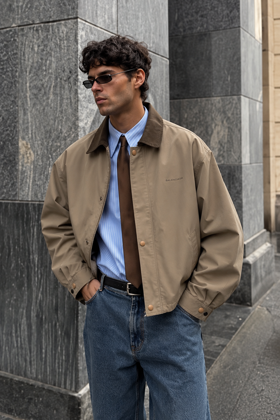 2000 Vintage Balenciaga Brown Collar Harrington (M/L)