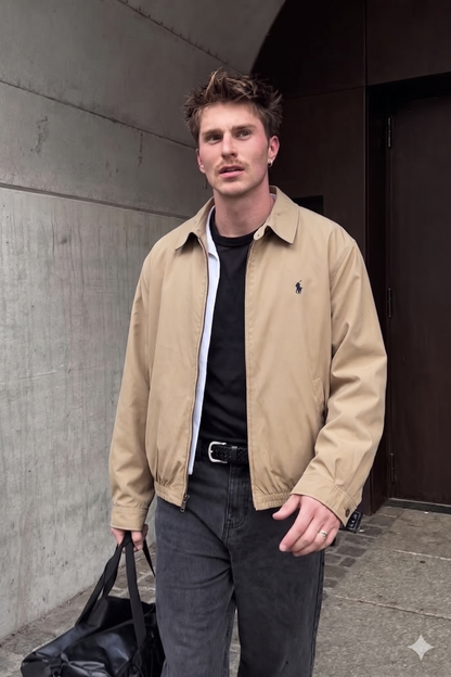 2000 Vintage Polo Ralph Lauren Khakhi Bi- Swing Impermeable Harrington (XL)