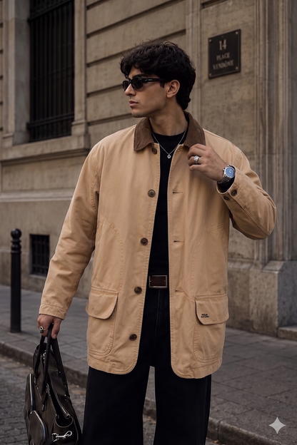2000s Vintage Polo Ralph Lauren Cordroy Collar Michigan Chore Coat (M/L)