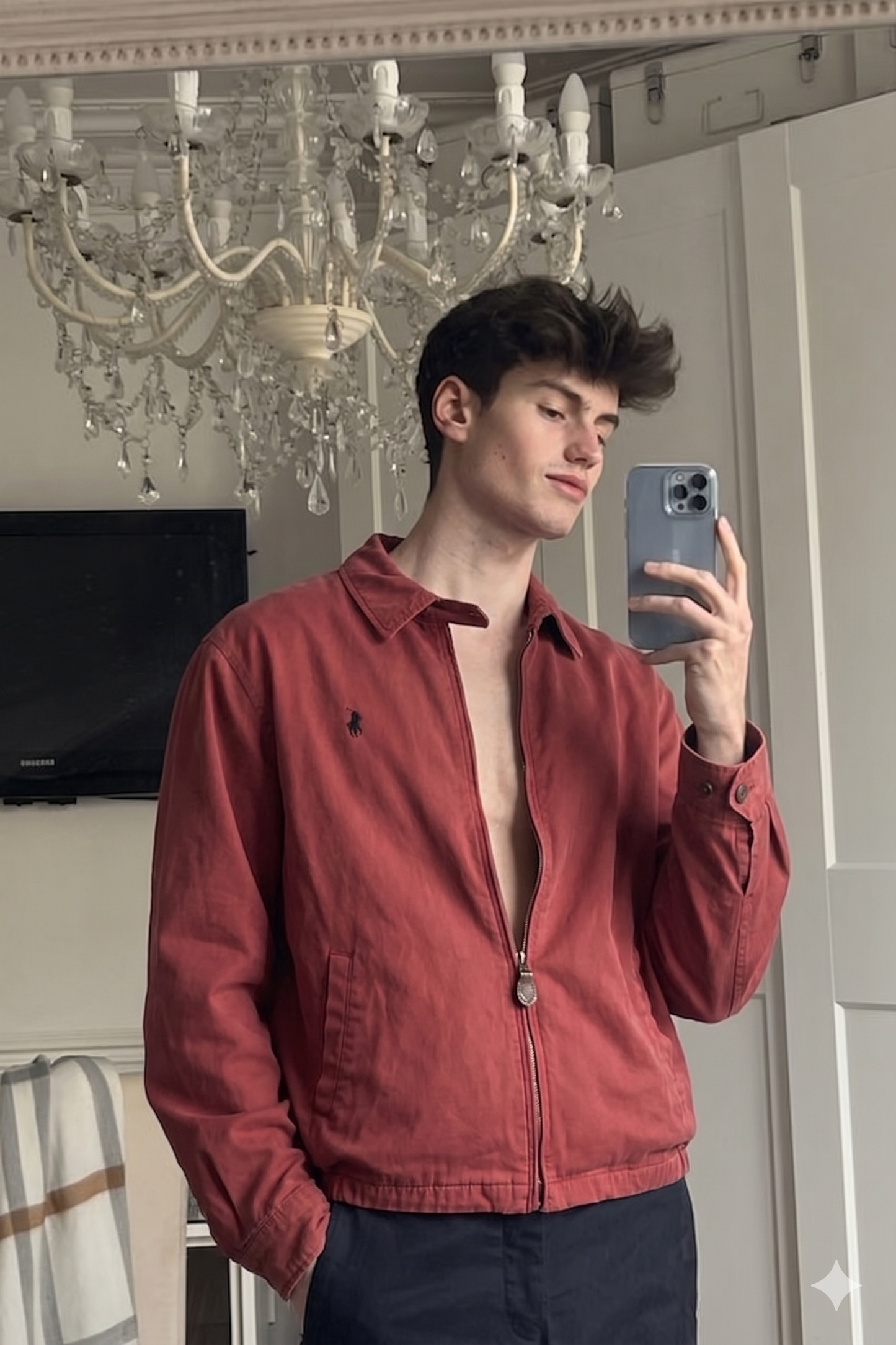 2000 Vintage Polo Ralph Lauren Salmon Harrington Jacket (L/XL)