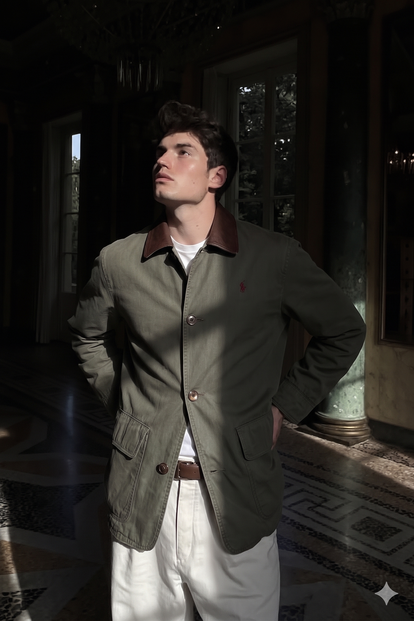 1990 Vintage Polo Ralph Lauren Leather Collar Coat (M/L)