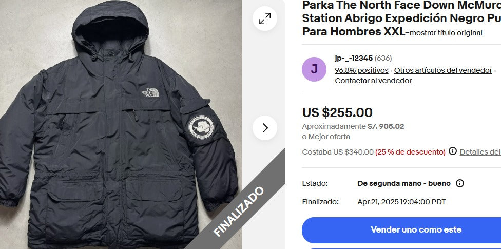 1990 The North Face Antartica McMurdo Station Goose Down Jacket (XL/XXL)