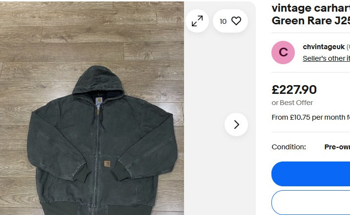 Vintage Carhartt "Kanye West" Faded Moss Green Duck Active Jacket (M/L)