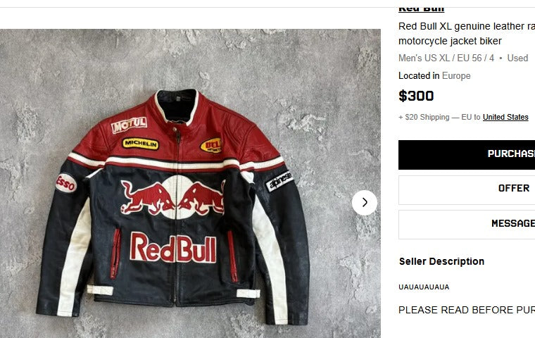 2000 Vintage Red Bull Leather Jacket (M/L)