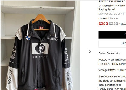 2000 Vintage F1 BMW Williams Montoya Racing Jacket (L/XL)