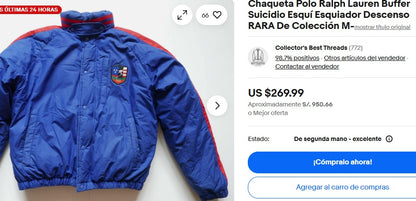 1992 Polo Ralph Lauren Suicide Ski Down Puffer Jacket (S/M)