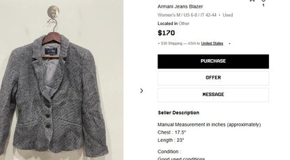 Vintage Armani Jeans Virgin Wool Blazer (XS)