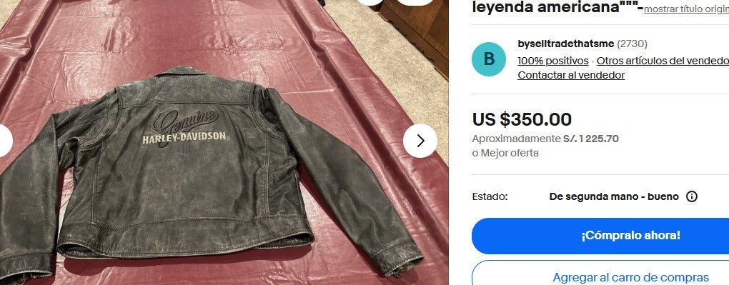 1990 Vintage Harley Davidson Distressed Leather Biker Jacket (S/M)