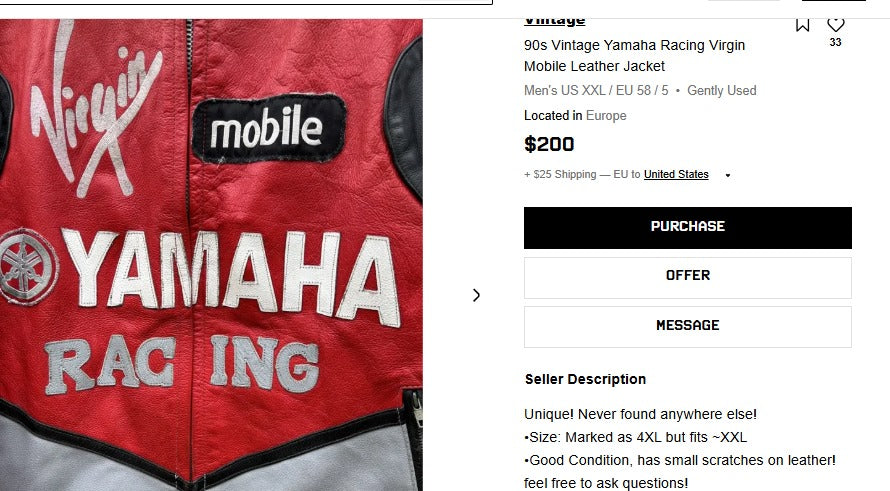 1990 Vintage Yamaha MotoGP Leather Moto Jacket (M)