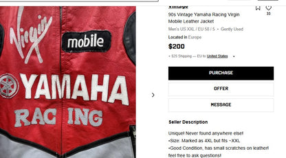 1990 Vintage Yamaha MotoGP Leather Moto Jacket (M)