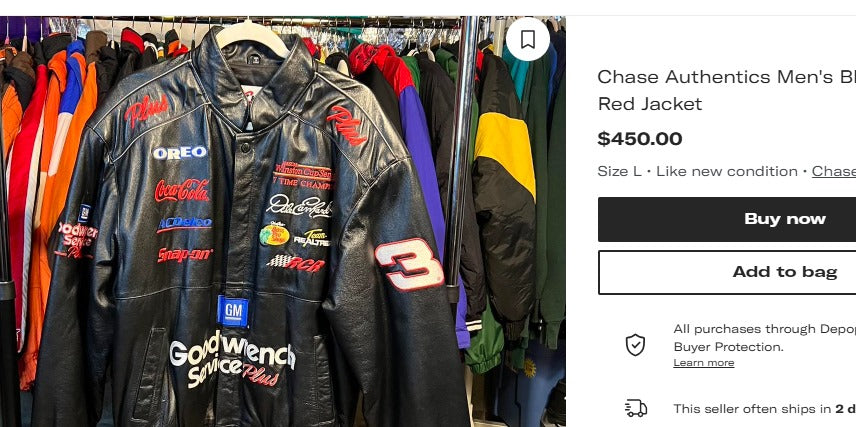1999 Vintage Jeff Hamilton Nascar Dale Earnhardt Leather Racing Jacket (L/XL)