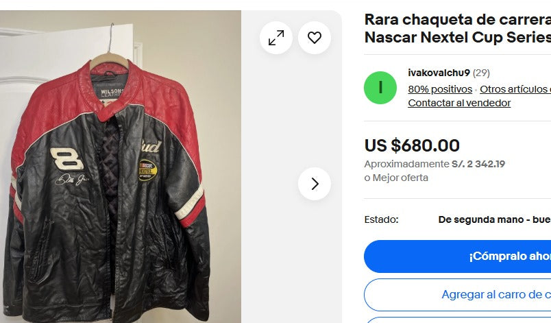 2004 Wilson x Chase Authentic Nascar Dale Earnhardt Jr Leather Racing Jacket (L)