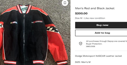 2000 Vintage Nascar Dodge Motorsports Leather Racing Jacket (L/XL)