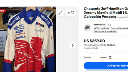 1990 Vintage Jeff Hamilton Ford x Mobil Pegasus Racing Jacket (M)