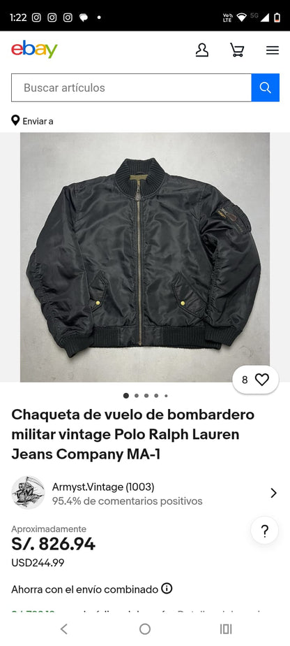 2000 Vintage Polo Jeans Company MA-1 Flight Bomber Jacket (M/L)